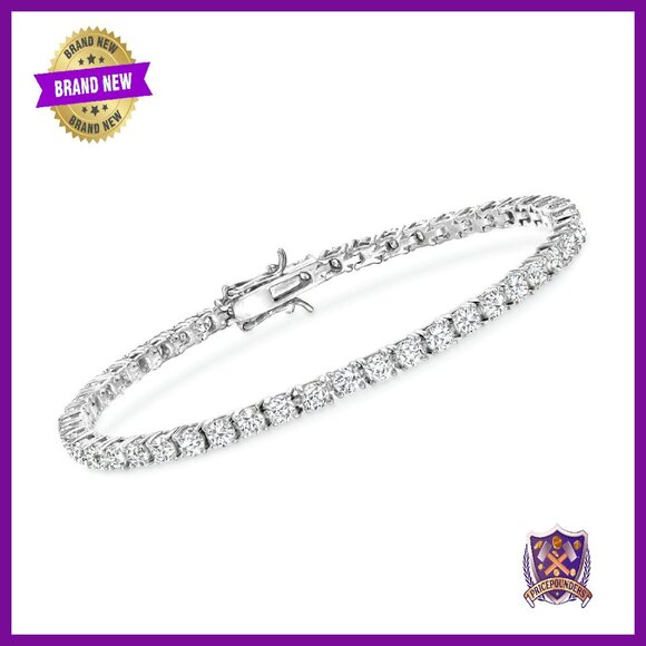 Sterling Silver CZ Tennis Bracelet 5ct 7in Double Latch Safety